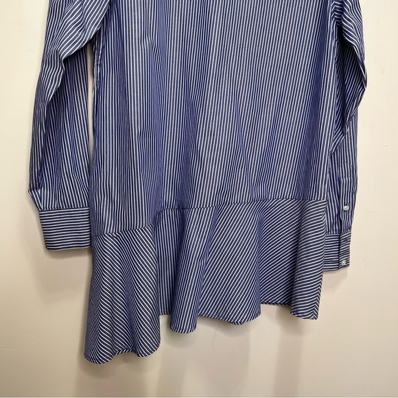 Veronica Beard Gilda Asymmetric Striped Cotton Shirt Size 10 - Picture 6 of 14